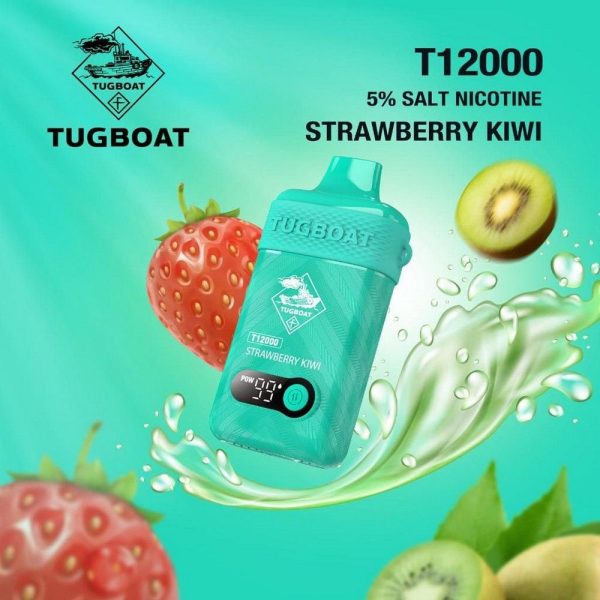 پاد یکبارمصرف توتفرنگی کیوی تاگبوت 12000 پاف | Tugboat Strawberry Kiwi